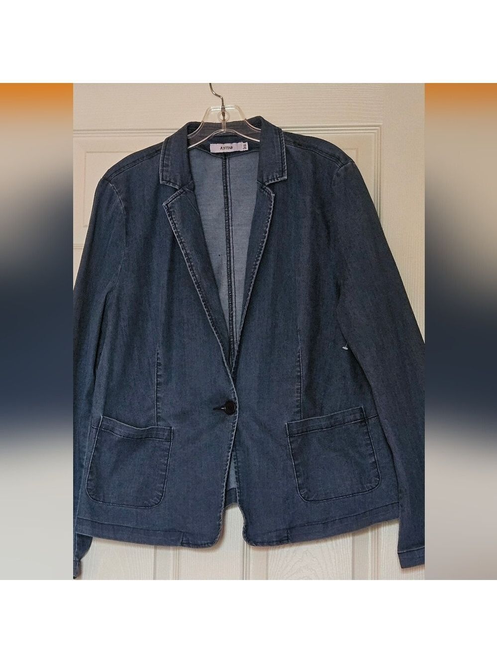 JustFab Dark Blue Jean Jacket Womens 2XL